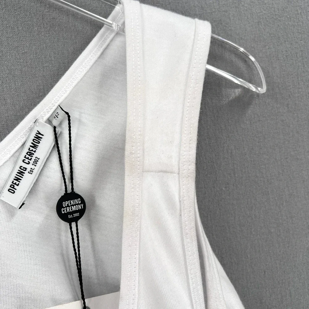 OPENING CEREMONY Dress Womens Small White Black Sleeve Plaid Ruffle Skater NWT - Picture 14 of 16